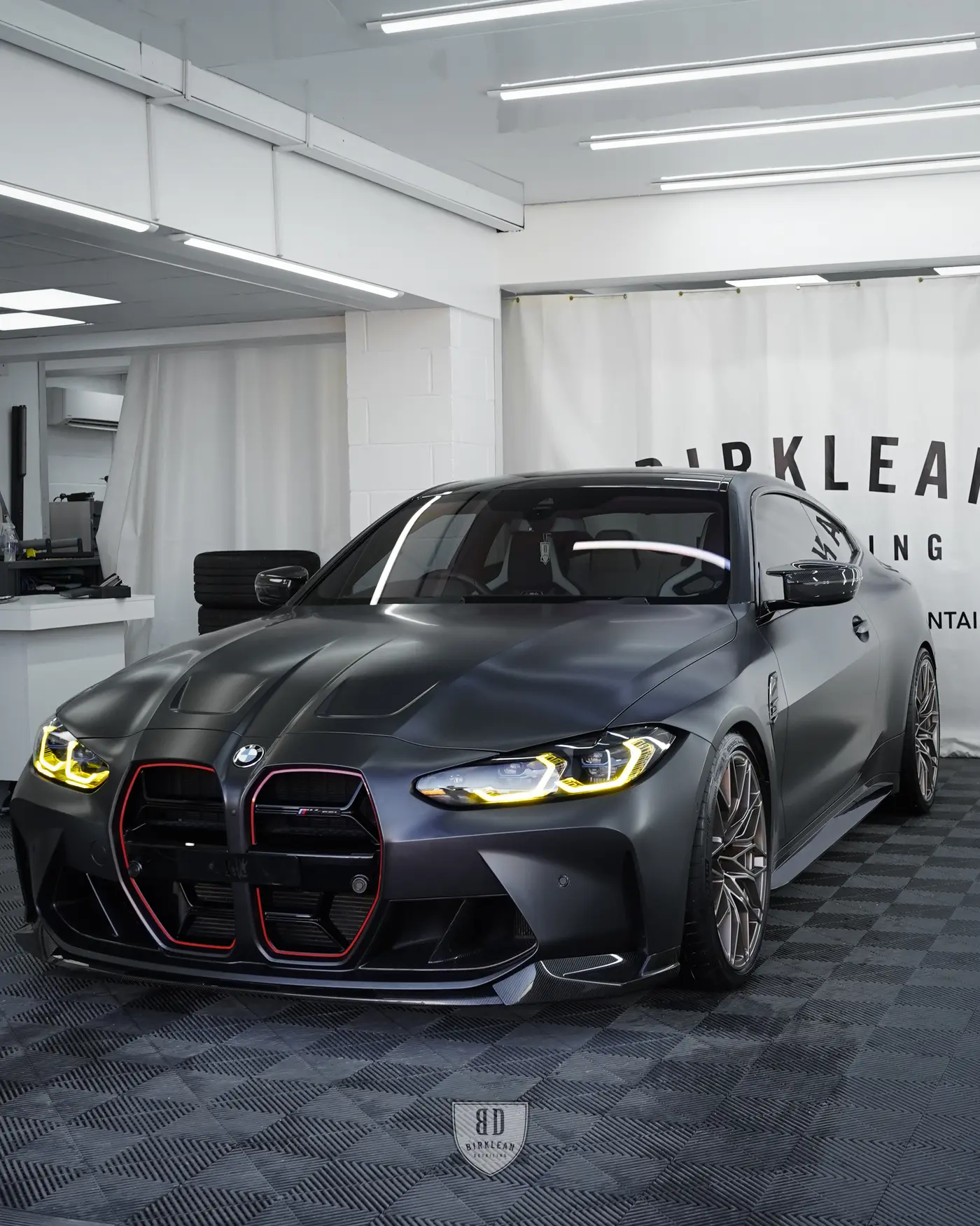 Matte stealth PPF finish transforming gloss paint into a satin look